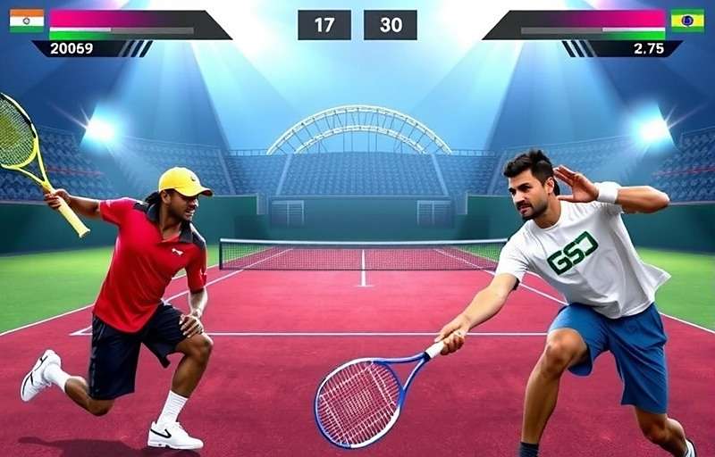 Tennis Stars of India realistic gameplay action Tennis Stars of India gameplay showing a intense match between Indian players