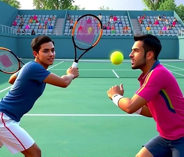 Tennis Stars of India gameplay featuring Indian tennis players